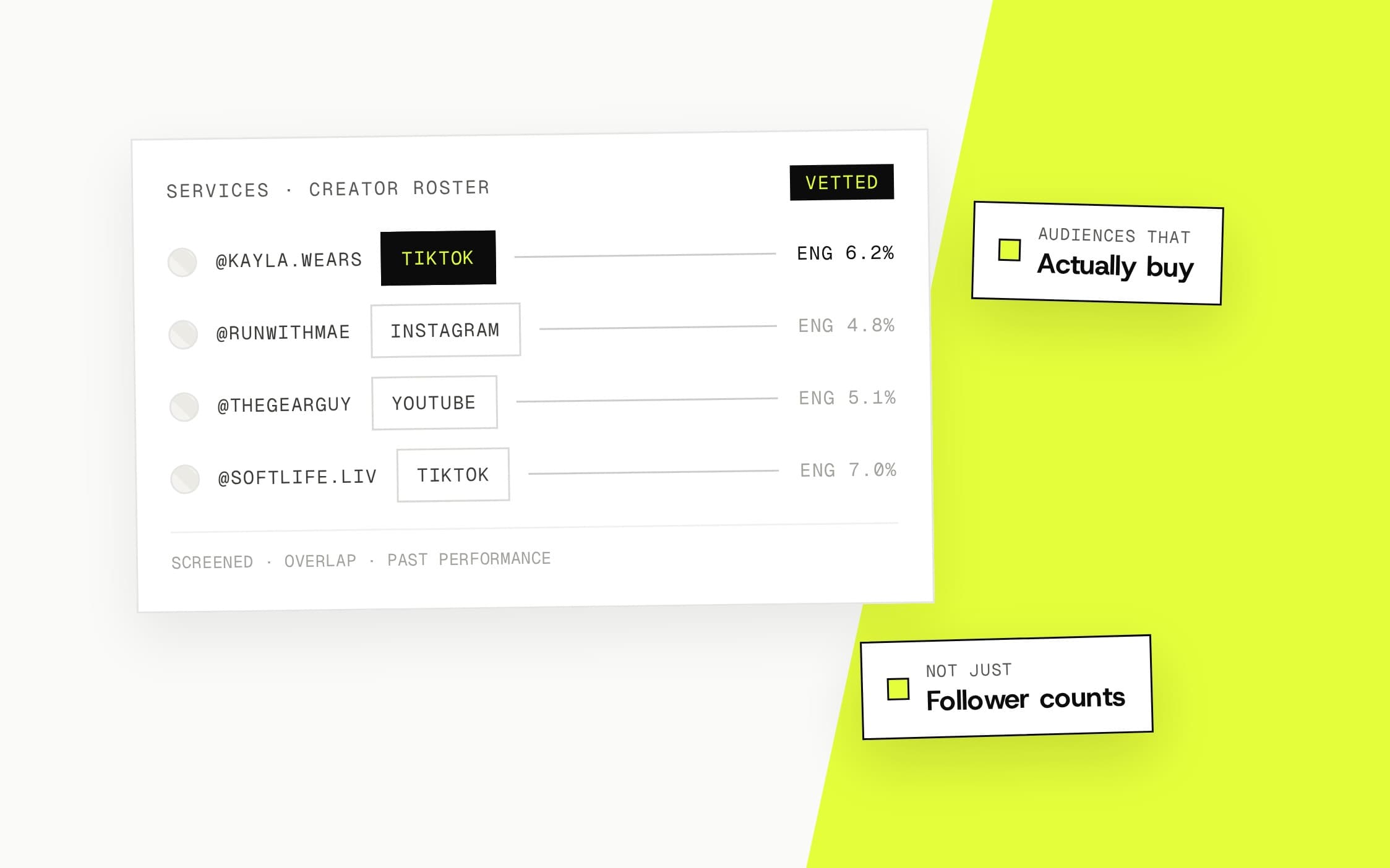 Creator sourcing & vetting